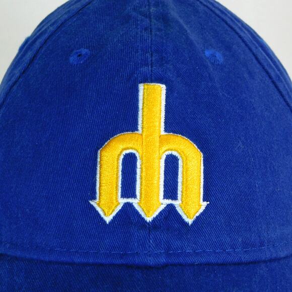 New Era Seattle Mariners Trident Logo Strapback Hat Blue 9Twenty Adjustable MLB - Picture 2 of 7